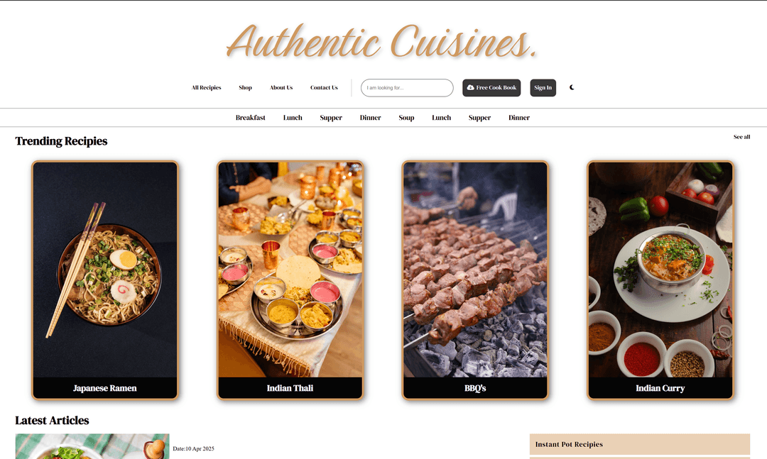 Food Blog Website